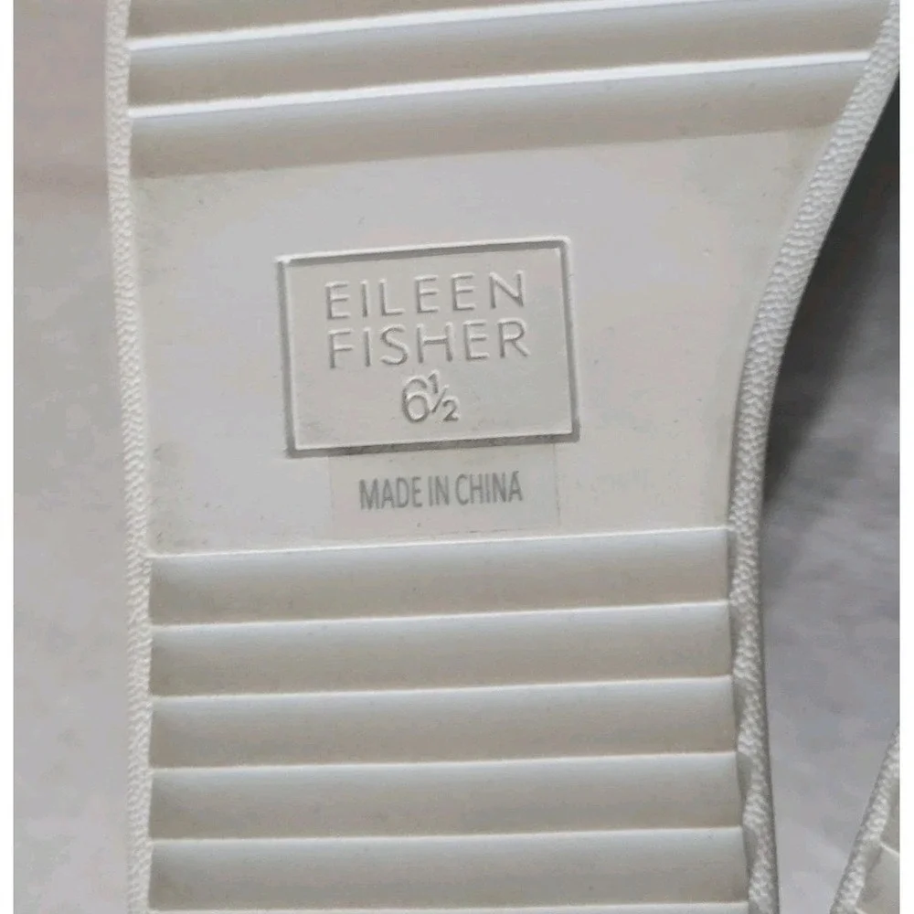 Eileen Fisher White Leather Lace Up Platform Sneakers Cushioned Womens Sz 6.5M